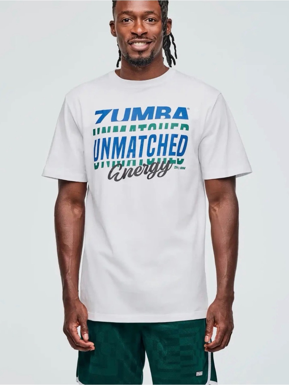 Zumba Wear ZW X GW Fitness Unisex OS White 'Unmatched Energy' Graphic Tee
